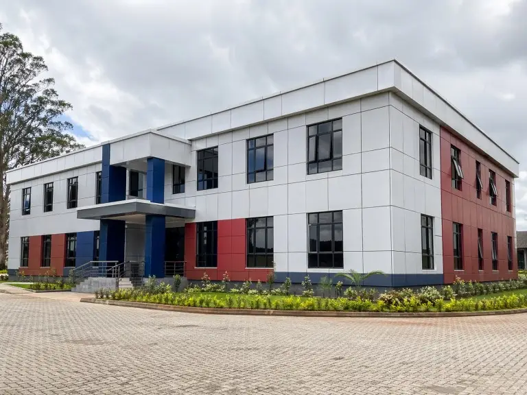 Government prefab office buildings — institutional steel structure with ACP and steel panel facade, Kenya