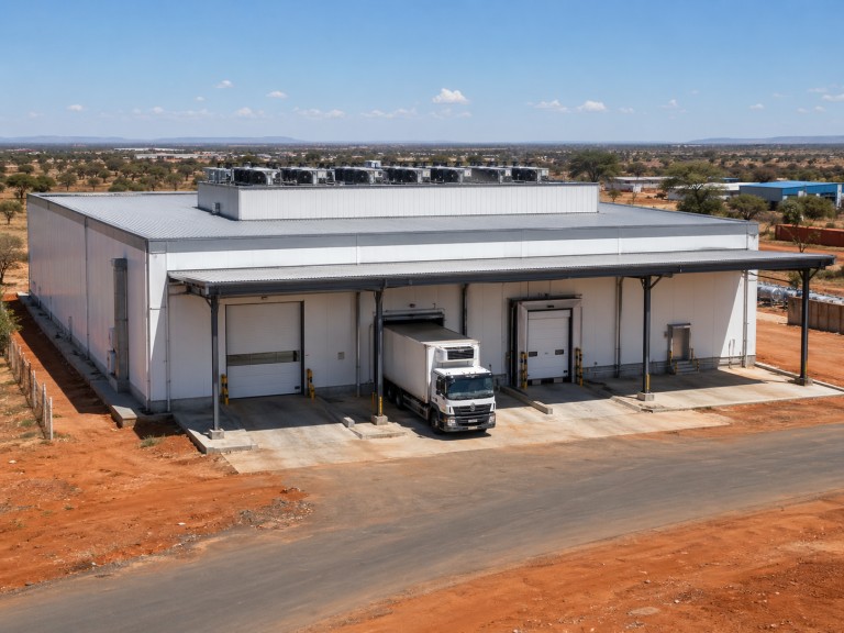 Large cold storage complex — agricultural export multi-temperature chill and freezer warehouse, Sub-Saharan Africa