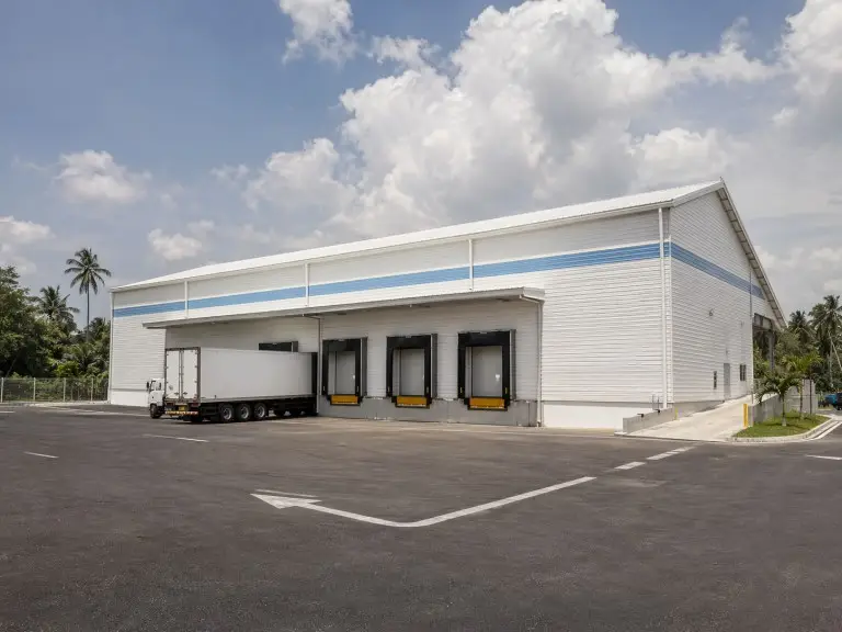Completed 4800sqm steel logistics distribution centre Southeast Asia coastal industrial zone
