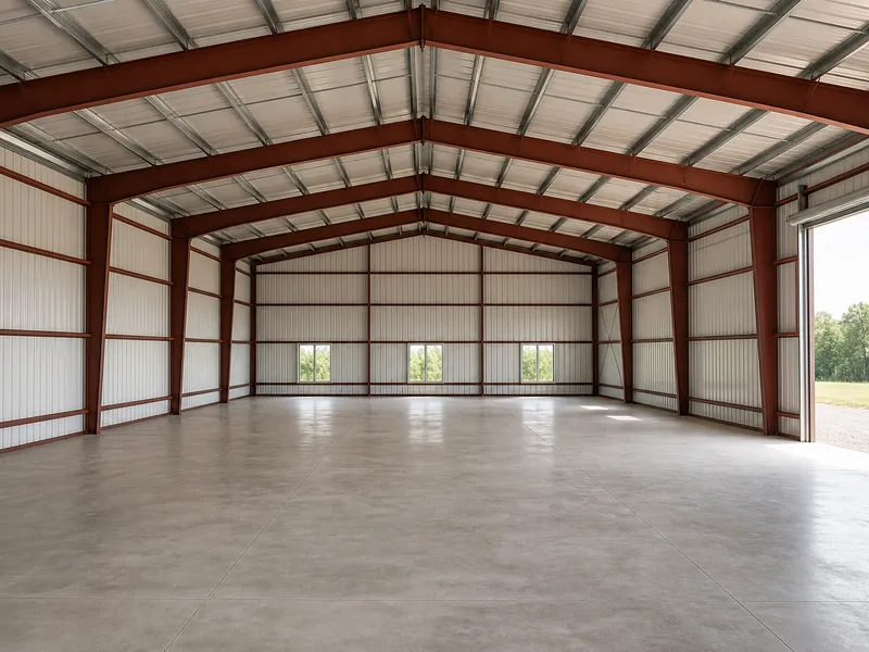 Column-free 40x80 steel building interior