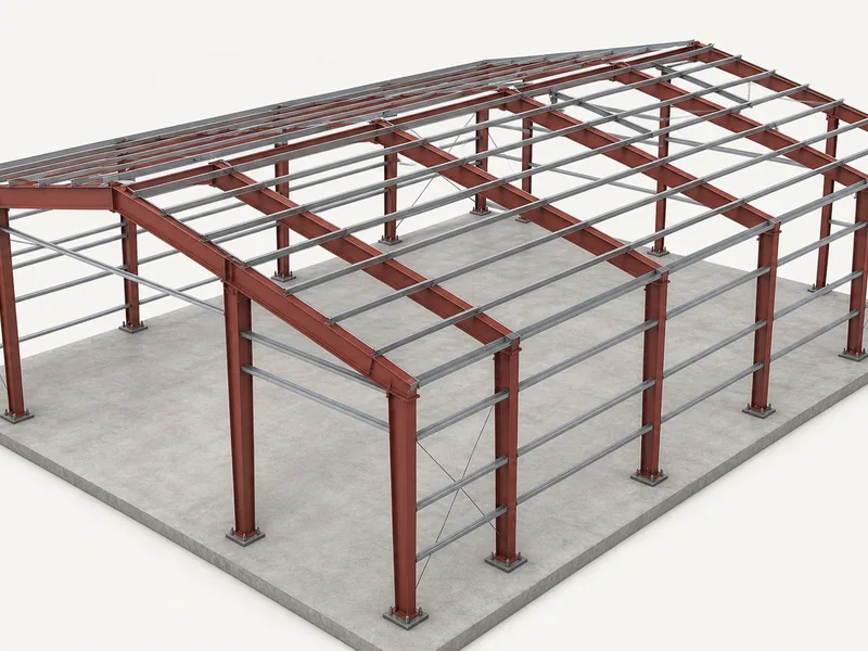 40x80 steel frame with primary portal members