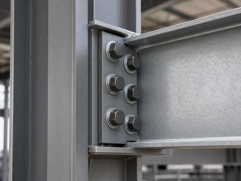 High-strength bolts joining a steel beam to a column