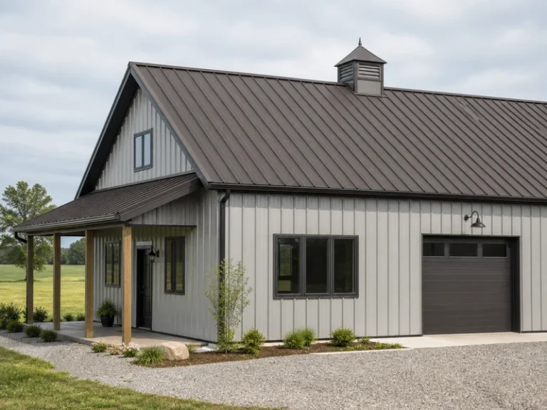 Quelle couleur s’accorde avec le Burnished Slate sur un bâtiment métallique ?