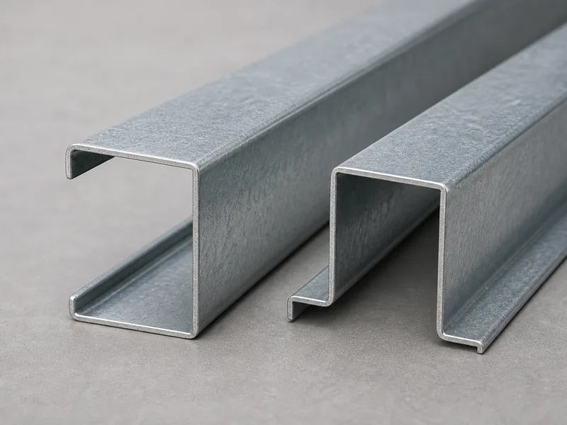 C-section and Z-section steel purlin profiles side by side