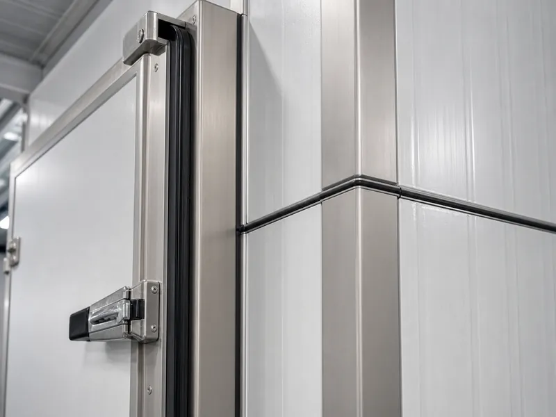 Insulated sandwich-panel wall and sealed door detail of a gas-tight CA room