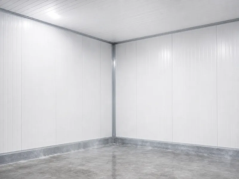 Insulated metal wall panels forming a cold storage room envelope