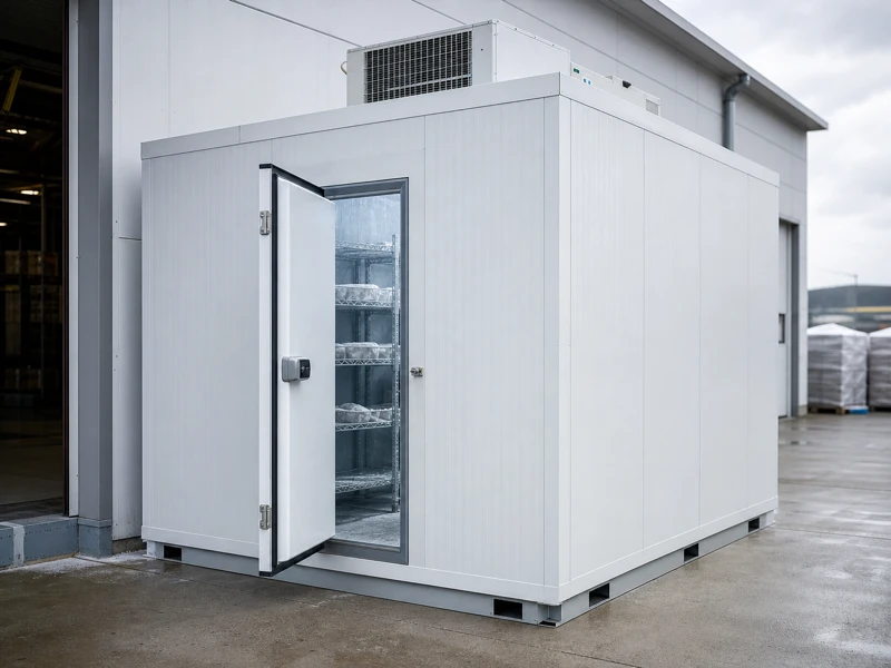 Home 57 Insulated modular cold storage unit with a sealed door and panel walls