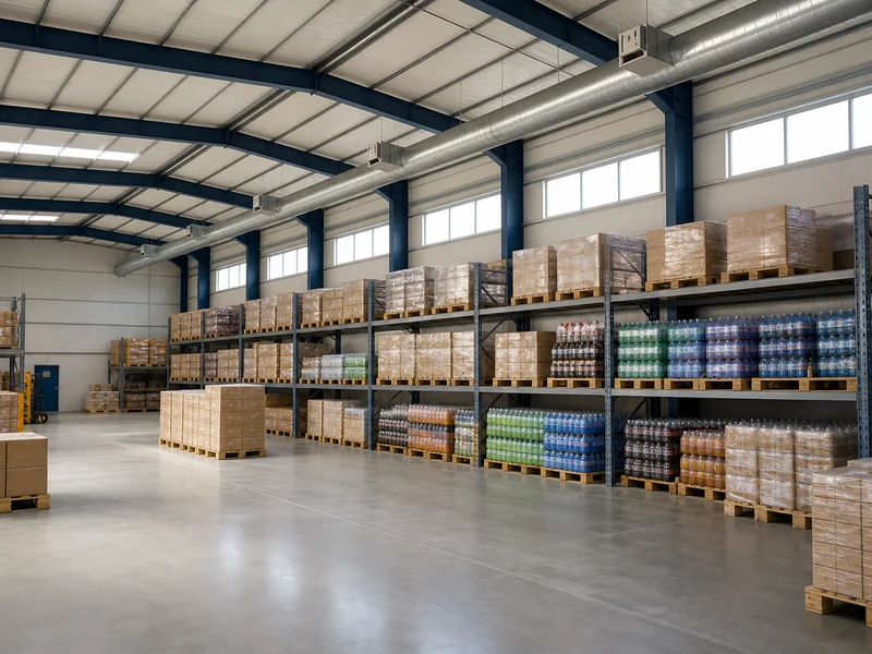 Home 58 Controlled ambient storage warehouse interior holding goods at a steady room-temperature setpoint