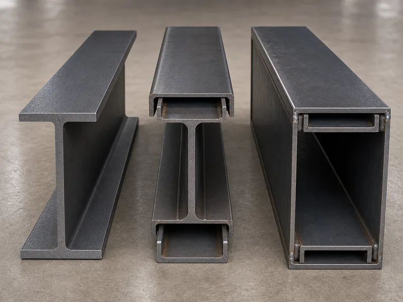 Rolled H, channel-capped, and box girder section options for steel building crane beam design