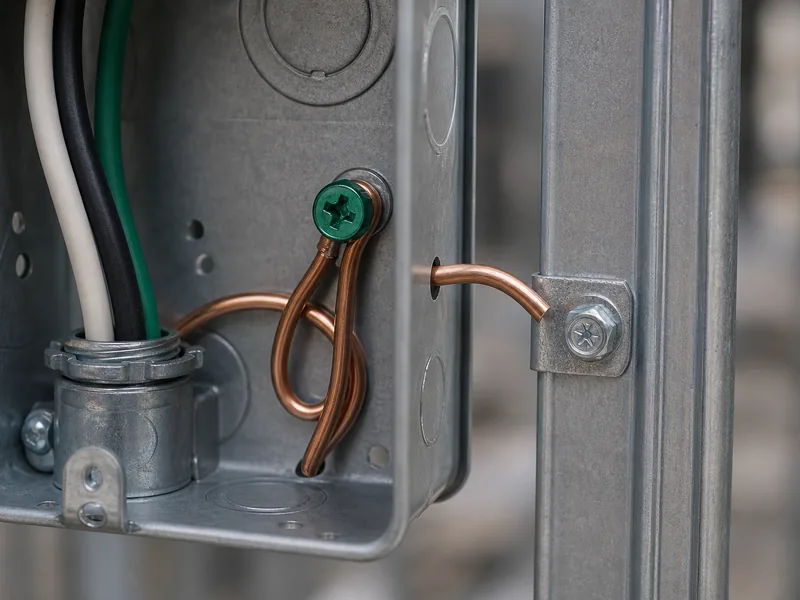 Grounding conductor bonded to a metal electrical box