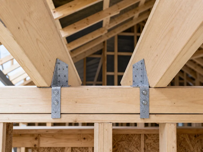 Ceiling joists tying the base of opposing rafters to resist wall spread