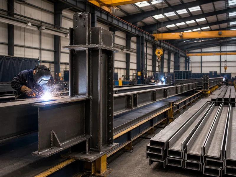 Steel fabrication line producing H-beam frames and C/Z purlins used