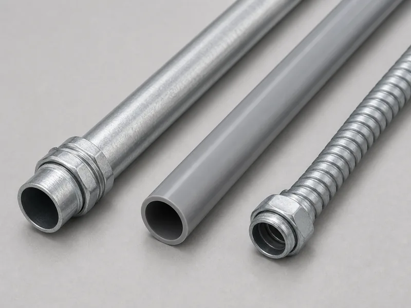 EMT, rigid PVC, and MC cable raceways for metal building wiring