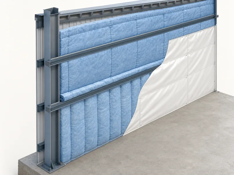 Insulation blanket lapped to the first girt in a metal building retrofit
