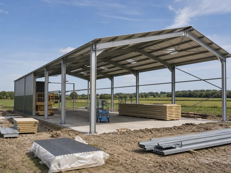 New steel-frame agricultural building going up under permitted development rights