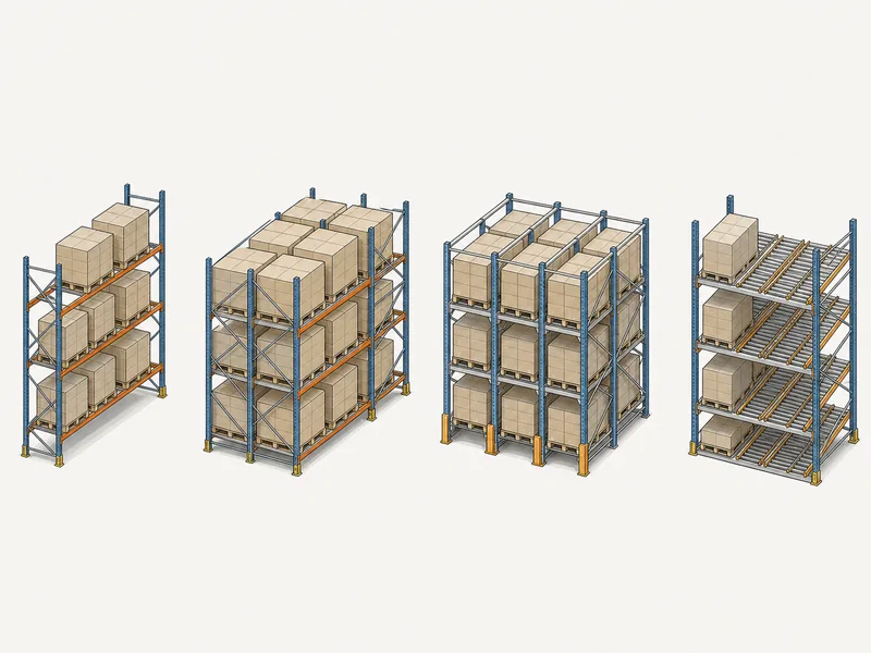 Pallet racking types from selective to high-density drive-in lanes