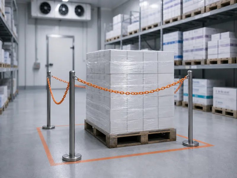 Isolated pallet of medicines held apart after a temperature excursion
