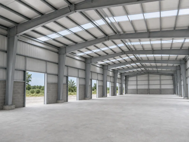 Portal frame workshop interior