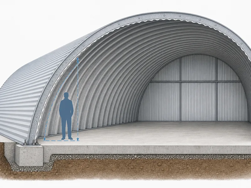 Cutaway of a arch meeting the foundation showing how the curved wall