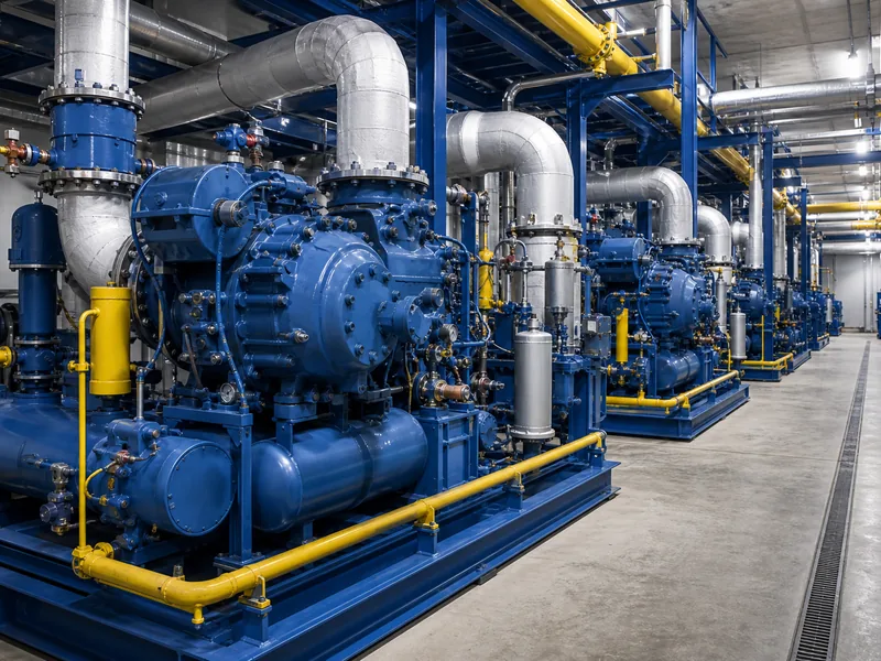 Industrial ammonia refrigeration plant serving a cold storage warehouse