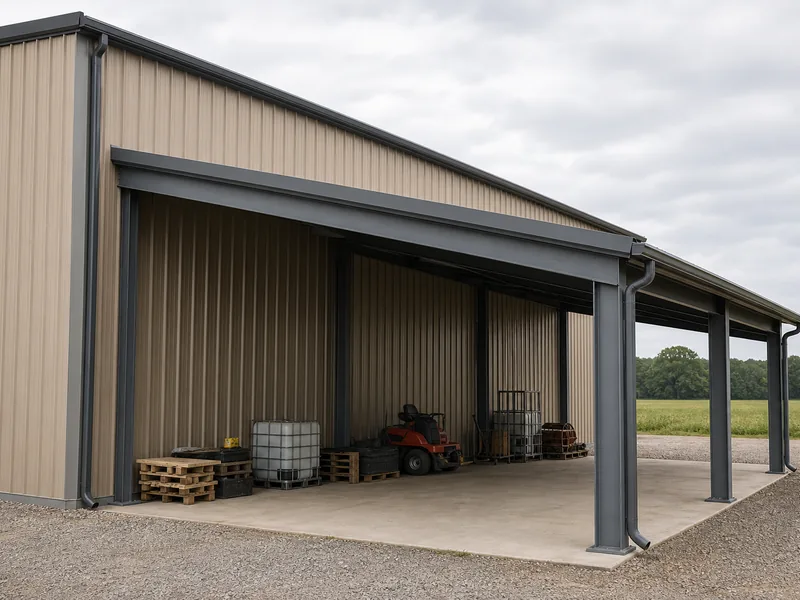 Single slope lean-to addition attached to an existing steel building