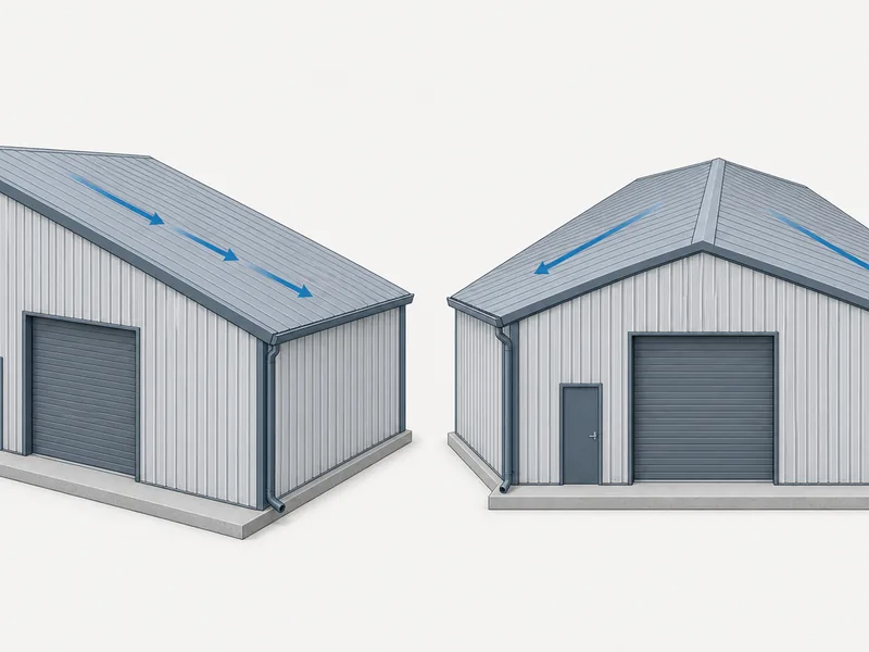 Side-by-side comparison of a single slope roof and a gable