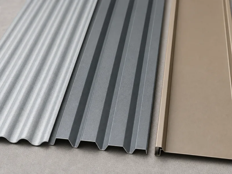 Corrugated, PBR, and standing seam steel siding profiles compared