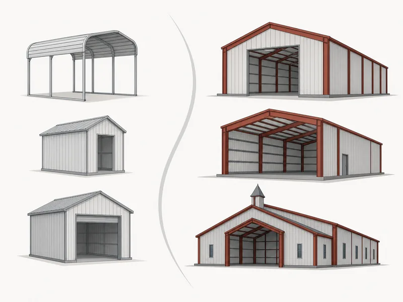 Visual decision guide matching building uses such as carport