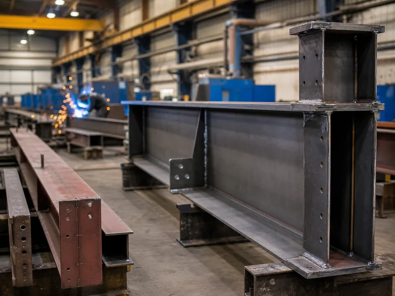 Secciones de armazón de acero estructural fabricadas en una línea de producción industrial