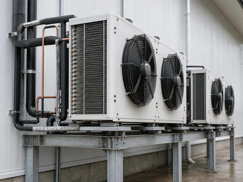 Refrigeration condensing units serving a vegetable cold storage room