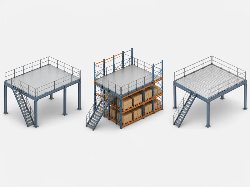 Comparison of freestanding, rack-supported, and roll-form mezzanine platform types